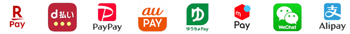 QRコード：R Pay / d払い / PayPay / au PAY / ゆうちょ Pay / m Pay / WeChat / Alipay